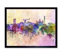 Artery8 Painting Cityscape Paint Splash Skyline Glasgow Framed Wall Art Print | Size: W12" x H16" Artery8 Multicolor W12" x H16"