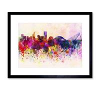 Artery8 Painting Cityscape Paint Splash Skyline Valencia 12x16" Framed Art | Size: W12" x H16" Artery8 Multicolor W12" x H16"