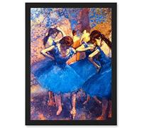 Artery8 Painting Degas Ballerina Dancers Blue Old Master Artwork Framed Wall Art Print A4