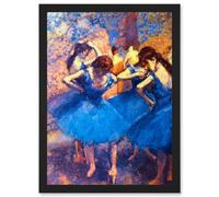 Painting Degas Ballerina Dancers Blue Old Master Artwork Framed Wall Art Print A4 Artery8 Black One Size