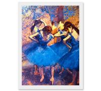 Artery8 Painting Degas Ballerina Dancers Blue Old Master Artwork Framed Wall Art Print A4