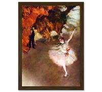 Painting Degas Prima Ballerina Ballet Dancer Old Master Artwork Framed Wall Art Print A4 Artery8 Brown One Size