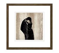 Artery8 Painting Edvard Munch Kiss IV Picture 8X8 Inch Square Wooden Framed Wall Art Print Picture with Mount