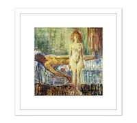 Artery8 Painting Edvard Munch The Death Of Marat II 8X8 Inch Square Wooden Framed Wall Art Print Picture with Mount in White Artery8 White