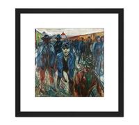 Artery8 Painting Edvard Munch Workers On Their Way Home 8X8 Inch Square Wooden Framed Wall Art Print Picture with Mount in Black Artery8 Black