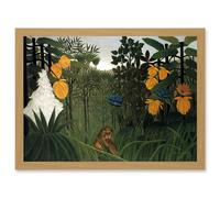 Painting Henri Rousseau The Repast Of The Lion Artwork Framed Wall Art Print A4 Artery8 Light Oak One Size