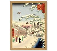 Artery8 Painting Japanese Woodblock Winter Street Snow Scene A4 Artwork Framed Wall Art Print