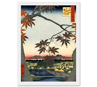 Artery8 Painting Japanese Woodblock Maple Tree Mountains A4 Artwork Framed Wall Art Print