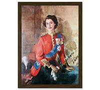 Painting Kanelba Queen Elizabeth II England A4 Artwork Framed Wall Art Print Artery8 Brown One Size