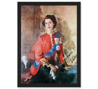 Artery8 Painting Kanelba Queen Elizabeth II England A4 Artwork Framed Wall Art Print in Black Artery8 Black