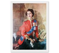 Artery8 Painting Kanelba Queen Elizabeth II England A4 Artwork Framed Wall Art Print