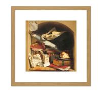 Artery8 Painting King Poor Artist's Cupboard 8X8 Inch Square Wooden Framed Wall Art Print Picture with Mount in Light Oak Artery8 Light Oak