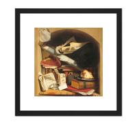 Artery8 Painting King Poor Artist's Cupboard 8X8 Inch Square Wooden Framed Wall Art Print Picture with Mount in Black Artery8 Black