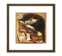 Artery8 Painting King Poor Artist's Cupboard 8X8 Inch Square Wooden Framed Wall Art Print Picture with Mount in Brown Artery8 Brown