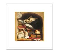 Artery8 Painting King Poor Artist's Cupboard 8X8 Inch Square Wooden Framed Wall Art Print Picture with Mount in White Artery8 White