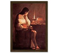Painting La Tour Mary Magdalene Old Master Artwork Framed Wall Art Print A4 Artery8 Brown One Size