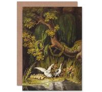 Artery8 Painting Landscape Wild Tischbein Goose Gander Foxes Greetings Card in Brown Artery8 Brown