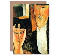 Artery8 Painting Modigliani Bride Groom Detail Greetings Card Artery8 Multicolor