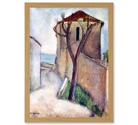 Artery8 Painting Modigliani Tree House Old Master Artwork Framed Wall Art Print A4 in Light Oak Artery8 Light Oak