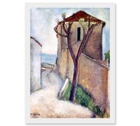 Artery8 Painting Modigliani Tree House Old Master Artwork Framed Wall Art Print A4 in White Artery8 White