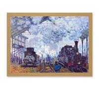 Artery8 Painting Monet St Lazare Station Train Arriving Artwork Framed Wall Art Print A4