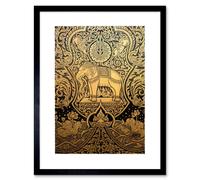 Artery8 Painting Ornate Eastern Indian Elephant 12x16" Framed Wall Art in Gold | Size: W12" x H16" Artery8 Gold W12" x H16"