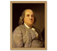 Painting Portrait Duplessis Benjamin Franklin Founding Father America USA Artwork Framed Wall Art Print A4 Artery8 Light Oak One Size
