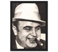 Artery8 Painting Portrait Gangster Al Capone Cigar Crime Artwork Framed Wall Art Print A4