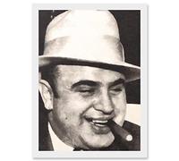 Artery8 Painting Portrait Gangster Al Capone Cigar Crime Artwork Framed Wall Art Print A4