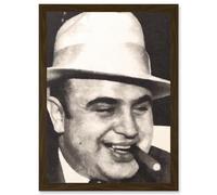 Artery8 Painting Portrait Gangster Al Capone Cigar Crime Artwork Framed Wall Art Print A4