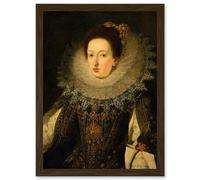 Painting Portrait Unknown Flemish School Noble Woman Artwork Framed Wall Art Print A4 Artery8 Brown One Size