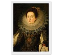 Painting Portrait Unknown Flemish School Noble Woman Artwork Framed Wall Art Print A4 Artery8 White One Size