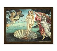 Artery8 Painting Sea Shell Goddess Birth Of Venus Botticelli A4 Artwork Framed Wall Art Print in Brown Artery8 Brown