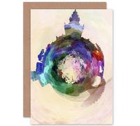 Artery8 Painting Small World Abstract Skyline Seville Spain Greetings Card Artery8 Multicolor
