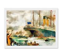 Painting SS Cedric Liverpool Ocean Liner Ship Watercolour Artwork Framed Wall Art Print A4 Artery8 White One Size