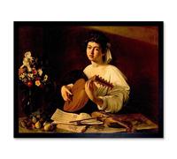 Artery8 Painting Study Caravaggio Lute Player 12x16" Framed Art Print in Brown | Size: W12" x H16" Artery8 Brown W12" x H16"