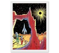 Artery8 Painting Surreal Fantasy Sci Fi Alien Martian Planet Rocket Ship Space Artwork Framed Wall Art Print A4 in White Artery8 White