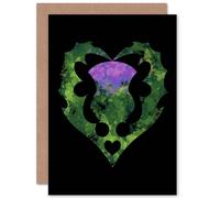Wee Blue Coo PAINTING THISTLE HEAD HEART LOVE SCOTLAND BLANK GREETINGS CARD