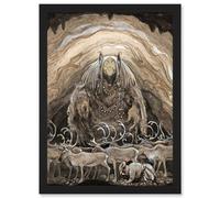Artery8 Painting Troll Cave Deer John Bauer Artwork Framed Wall Art Print A4
