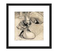 Artery8 Painting Troll Picture 8X8 Inch Square Wooden Framed Wall Art Print Picture with Mount in Black Artery8 Black