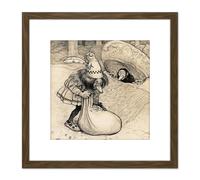 Artery8 Painting Troll Picture 8X8 Inch Square Wooden Framed Wall Art Print Picture with Mount in Brown Artery8 Brown