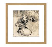 Artery8 Painting Troll Picture 8X8 Inch Square Wooden Framed Wall Art Print Picture with Mount in Light Oak Artery8 Light Oak