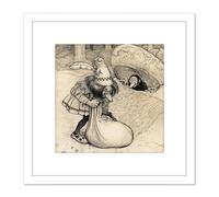 Artery8 Painting Troll Picture 8X8 Inch Square Wooden Framed Wall Art Print Picture with Mount in White Artery8 White