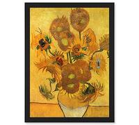 Artery8 Painting Van Gogh Still Life Vase Fifteen Sunflowers A4 Artwork Framed Wall Art Print
