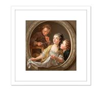 Artery8 Painting Van Loo Soap Bubbles 8X8 Inch Square Wooden Framed Wall Art Print Picture with Mount in White Artery8 White