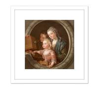 Artery8 Painting Van Loo The Camera Obscura 8X8 Inch Square Wooden Framed Wall Art Print Picture with Mount in White Artery8 White