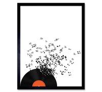 Artery8 Painting Vinyl Record Musical Note Explosion 12x16" Framed Art Print in White | Size: W12" x H16" Artery8 White W12" x H16"