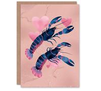 Artery8 Pair Of Lobsters Animals In Love Modern Illustration Valentine's Day Card