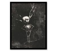 Artery8 Pale Figure in Maze of Branches Redon Vintage Framed Wall Art Print in Grey | Size: A4 Artery8 Grey A4