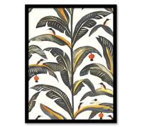 Artery8 Palm Leaves Birds Tropical Pattern Botanical Framed Art Print in Green | Size: W12" x H16" Artery8 Green W12" x H16"